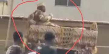 Drama As Chief Falls Down From Palanquin During Big Ceremony–Watch Shocking Video