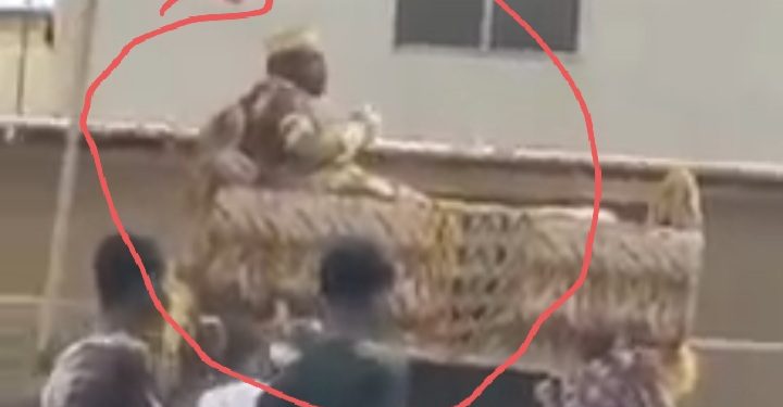Drama As Chief Falls Down From Palanquin During Big Ceremony–Watch Shocking Video