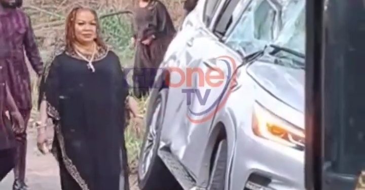 Serious Video: Nana Agradaa Involved In Car Accident