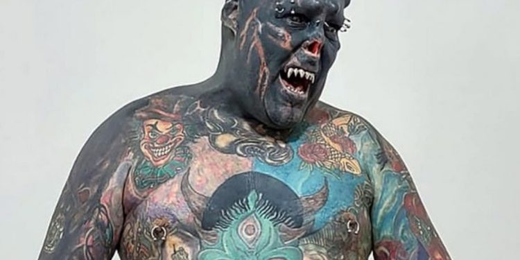 Man Spends $32,637.88 To Tattoo 99.9% Of His Body Just To Look Like Satan