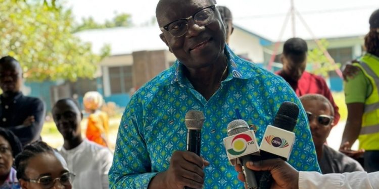 Ken Ofori-Atta’s Strange Dressing While On A Visit To Akosombo Dam Flood Victims Gets People Talking