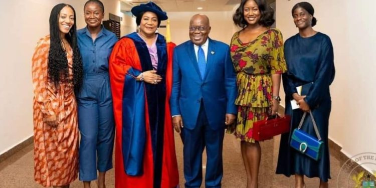 First Lady Rebecca Akufo-Addo Bags Doctorate Degree From UPSA. This Is How Akufo-Addo, Cousin And Family Celebrated Her On Social Media