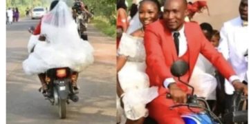 Weird Wedding: Bride And Groom Arrive In Church On Motorcycle—Photos