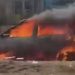 Watch—Sad Moment A Brand New Car Got Burnt Into Ashes In Traffic