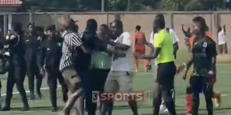 Shocking! Referee’s ‘Weak Penalty Decision’ Causes Violence At Ghana Premier League Game Between Nations FC and Basake Holy Stars FC