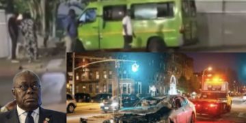 Trouble! Trotro Driver Arrested After Breaking Down Wall At Akufo-Addo’s Nima Residence With His Car—Video